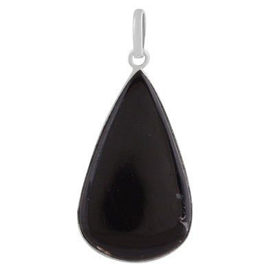 Beautiful Gemstone Black Tourmaline Pear Shape 925 Sterling Solid Silver Pendant - R100444-40