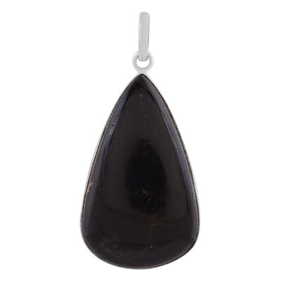 Beautiful Gemstone Black Tourmaline Pear Shape 925 Sterling Solid Silver Pendant - R100444-41
