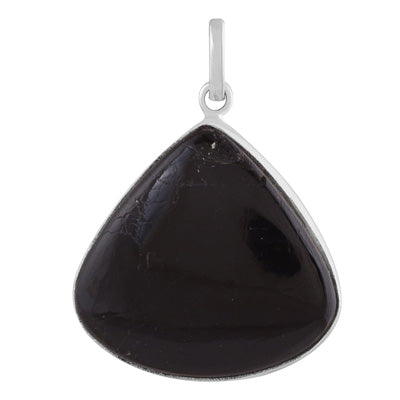 Beautiful Gemstone Black Tourmaline Pear Shape 925 Sterling Solid Silver Pendant - R100444-43