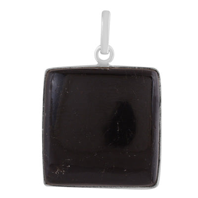 Beautiful Gemstone Black Tourmaline Square Shape 925 Sterling Solid Silver Pendant - R100444-44