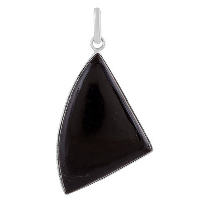 Beautiful Gemstone Black Tourmaline Fancy Shape 925 Sterling Solid Silver Pendant - R100444-45
