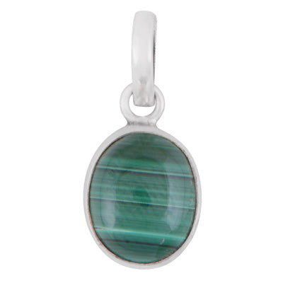 Gorgeous Plain Malachite Oval Shape 925 Sterling Solid Silver Pendant - R100453-53