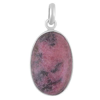 Gorgeous Plain Collet Rhodonite Oval Shape 925 Sterling Solid Silver Pendant - R100515-4