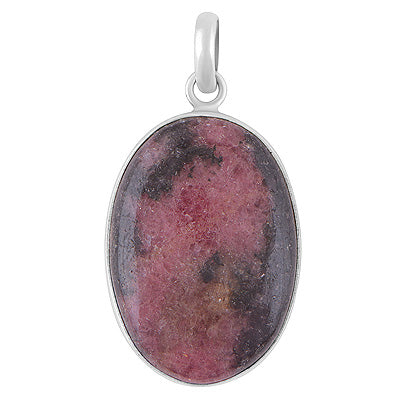 Gorgeous Plain Collet Rhodonite Oval Shape 925 Sterling Solid Silver Pendant - R100515-7