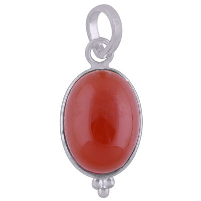 Classic Bezel Frame Rawa Work Around Carnelian Oval Shape 925 Sterling Solid Silver Pendant - R100583-7