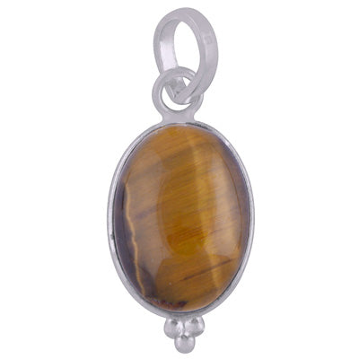 Classic Bezel Frame Rawa Work Around Tiger's Eye Oval Shape 925 Sterling Solid Silver Pendant - R100583-9