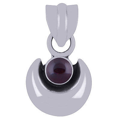 Gorgeous Moon Shaped Handcrafted Garnet Round Shape 925 Sterling Solid Silver Pendant - R100591-52