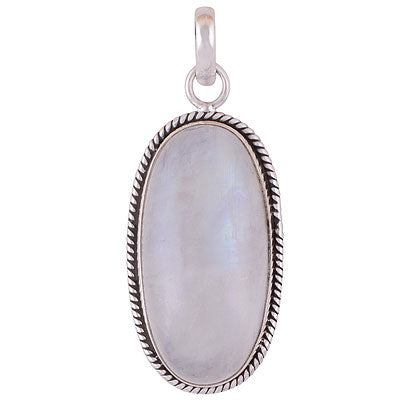 Beautiful Wire Work Around Rainbow Moonstone Oval Shape 925 Sterling Solid Silver Pendant - R100611-211