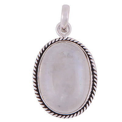 Beautiful Wire Work Around Rainbow Moonstone Oval Shape 925 Sterling Solid Silver Pendant - R100611-216