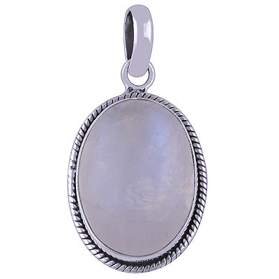 Beautiful Wire Work Around Rainbow Moonstone Oval Shape 925 Sterling Solid Silver Pendant - R100611-238