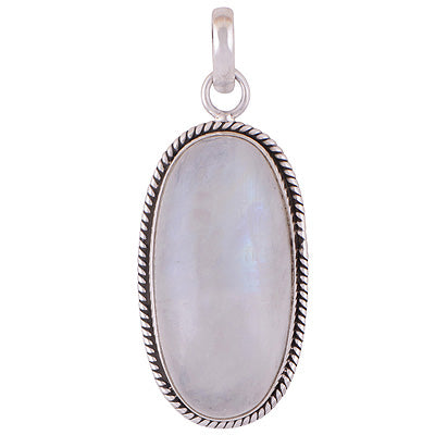 Beautiful Wire Work Around Rainbow Moonstone Oval Shape 925 Sterling Solid Silver Pendant - R100611-244