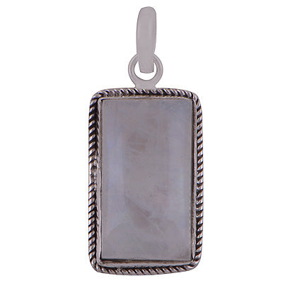 Beautiful Wire Work Around Rainbow Moonstone Rectangle Shape 925 Sterling Solid Silver Pendant - R100611-250