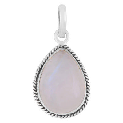 Beautiful Wire Work Around Rainbow Moonstone Pear Shape 925 Sterling Solid Silver Pendant - R100611-253
