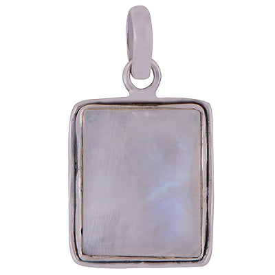 Gorgeous Plain Rainbow Moonstone Rectangle Shape 925 Sterling Solid Silver Pendant - R100612-130