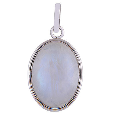 Gorgeous Plain Rainbow Moonstone Oval Shape 925 Sterling Solid Silver Pendant - R100612-137