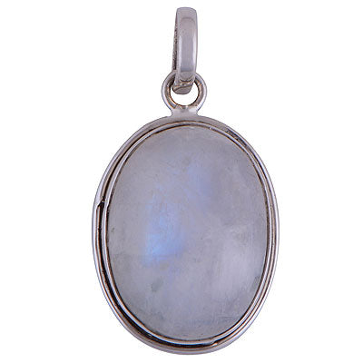Gorgeous Plain Rainbow Moonstone Oval Shape 925 Sterling Solid Silver Pendant - R100612-138