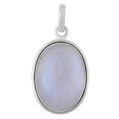 Gorgeous Plain Rainbow Moonstone Oval Shape 925 Sterling Solid Silver Pendant - R100612-146