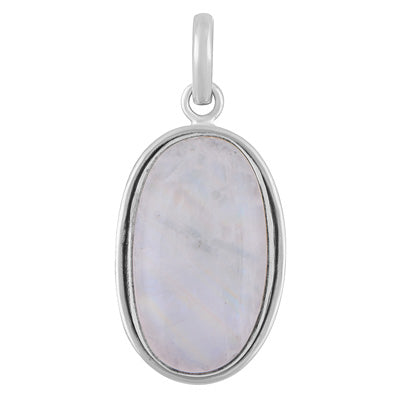 Gorgeous Plain Rainbow Moonstone Oval Shape 925 Sterling Solid Silver Pendant - R100612-149