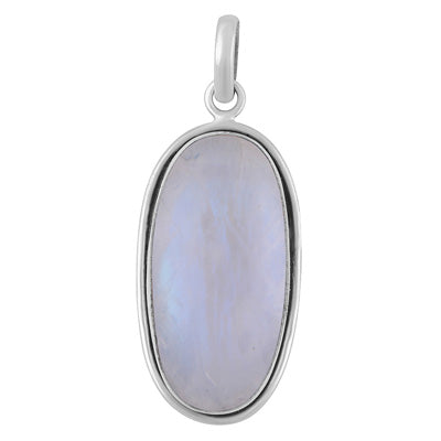 Gorgeous Plain Rainbow Moonstone Oval Shape 925 Sterling Solid Silver Pendant - R100612-151