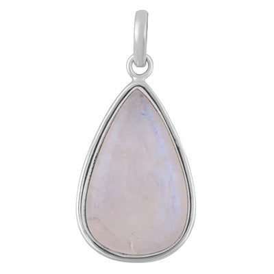 Gorgeous Plain Rainbow Moonstone Pear Shape 925 Sterling Solid Silver Pendant - R100612-155