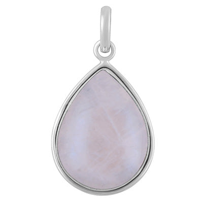 Gorgeous Plain Rainbow Moonstone Pear Shape 925 Sterling Solid Silver Pendant - R100612-157