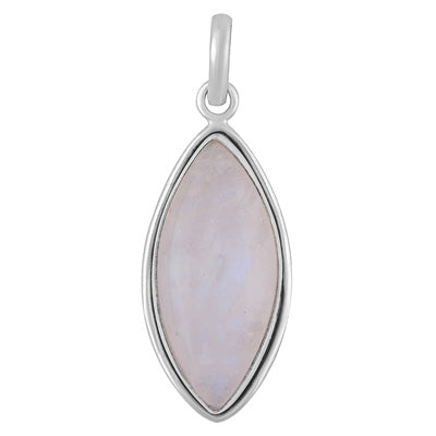 Gorgeous Plain Rainbow Moonstone Marquise Shap 925 Sterling Solid Silver Pendant - R100612-159
