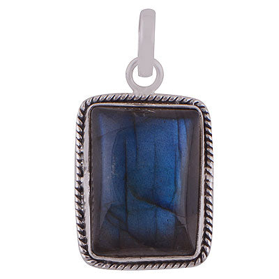 Beautiful Wire Work Around Labradorite Rectangle Shape 925 Sterling Solid Silver Pendant - R100619-178