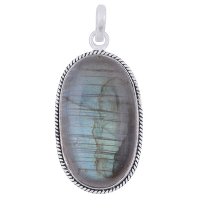 Beautiful Wire Work Around Labradorite Oval Shape 925 Sterling Solid Silver Pendant - R100619-186