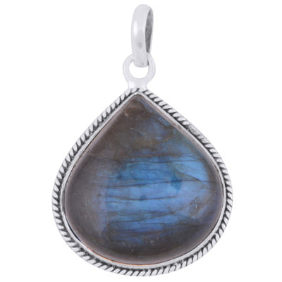 Beautiful Wire Work Around Labradorite Pear Shape 925 Sterling Solid Silver Pendant - R100619-187