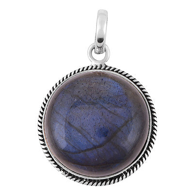 Beautiful Wire Work Around Labradorite Round Shape 925 Sterling Solid Silver Pendant - R100619-196