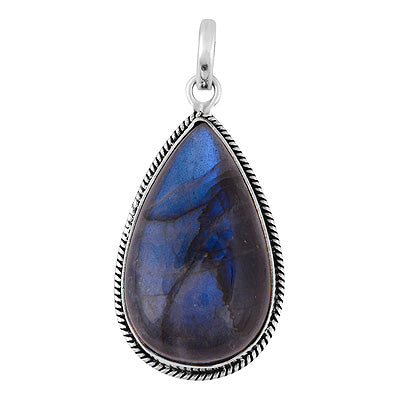 Beautiful Wire Work Around Labradorite Pear Shape 925 Sterling Solid Silver Pendant - R100619-198