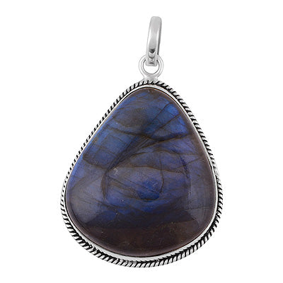 Beautiful Wire Work Around Labradorite Pear Shape 925 Sterling Solid Silver Pendant - R100619-199