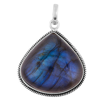 Beautiful Wire Work Around Labradorite Pear Shape 925 Sterling Solid Silver Pendant - R100619-200