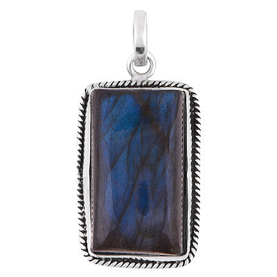 Beautiful Wire Work Around Labradorite Rectangle Shape 925 Sterling Solid Silver Pendant - R100619-201