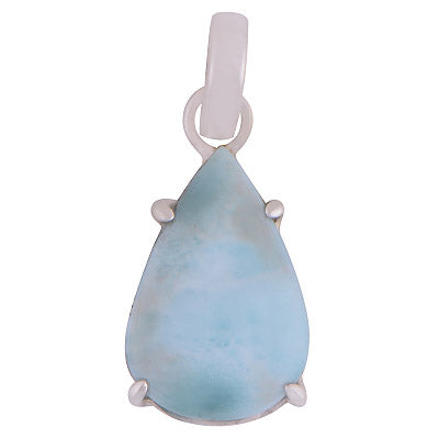 Gorgeous Prong Setting Around Larimar Pear Shape 925 Sterling Solid Silver Pendant - R100627-30