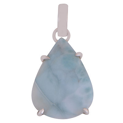 Gorgeous Prong Setting Around Larimar Pear Shape 925 Sterling Solid Silver Pendant - R100627-31