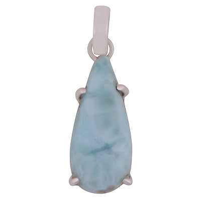 Gorgeous Prong Setting Around Larimar Pear Shape 925 Sterling Solid Silver Pendant - R100627-34