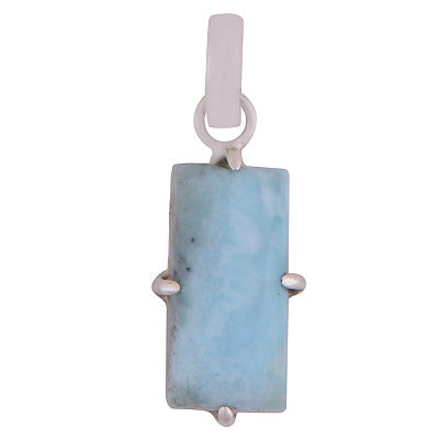 Gorgeous Prong Setting Around Larimar Rectangle Shape 925 Sterling Solid Silver Pendant - R100627-41
