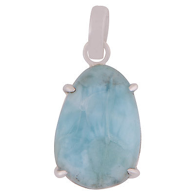 Gorgeous Prong Setting Around Larimar Fancy Shape 925 Sterling Solid Silver Pendant - R100627-43