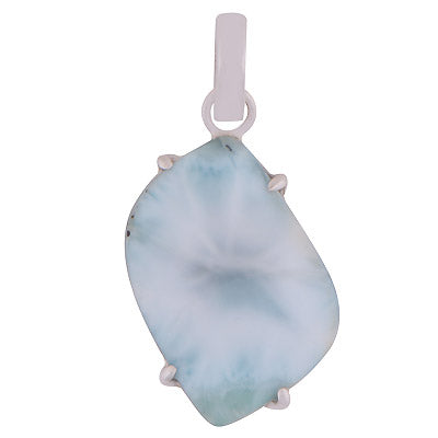 Gorgeous Prong Setting Around Larimar Fancy Shape 925 Sterling Solid Silver Pendant - R100627-47