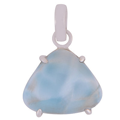 Gorgeous Prong Setting Around Larimar Fancy Shape 925 Sterling Solid Silver Pendant - R100627-50