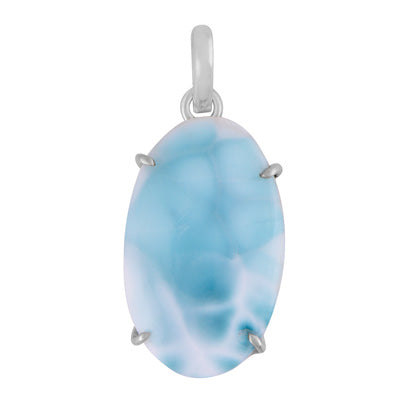 Gorgeous Prong Setting Around Larimar Oval Shape 925 Sterling Solid Silver Pendant - R100627-56