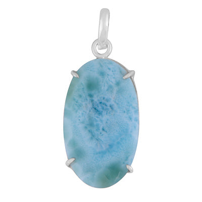 Gorgeous Prong Setting Around Larimar Oval Shape 925 Sterling Solid Silver Pendant - R100627-57