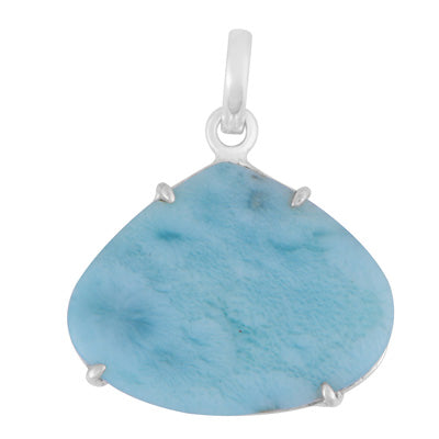 Gorgeous Prong Setting Around Larimar Fancy Shape 925 Sterling Solid Silver Pendant - R100627-68
