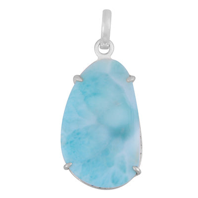 Gorgeous Prong Setting Around Larimar Fancy Shape 925 Sterling Solid Silver Pendant - R100627-69