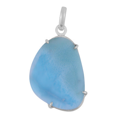 Gorgeous Prong Setting Around Larimar Fancy Shape 925 Sterling Solid Silver Pendant - R100627-70