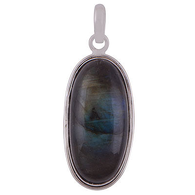 Gorgeous Plain Labradorite Oval Shape 925 Sterling Solid Silver Pendant - R100643-105