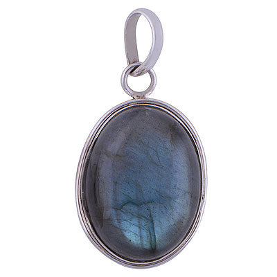 Gorgeous Plain Labradorite Oval Shape 925 Sterling Solid Silver Pendant - R100643-119