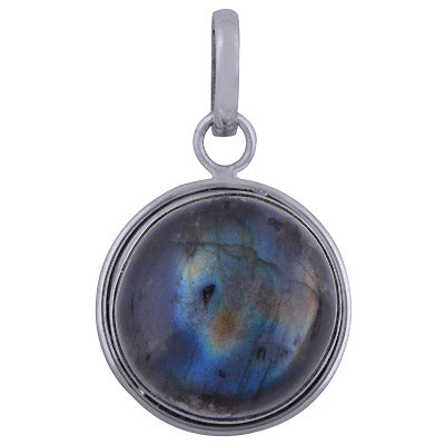 Gorgeous Plain Labradorite Round Shape 925 Sterling Solid Silver Pendant - R100643-129
