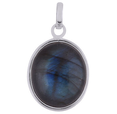 Gorgeous Plain Labradorite Oval Shape 925 Sterling Solid Silver Pendant - R100643-138